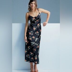 2022. Bardot, Andy Slip Midi Dress Black Floral, Size X small